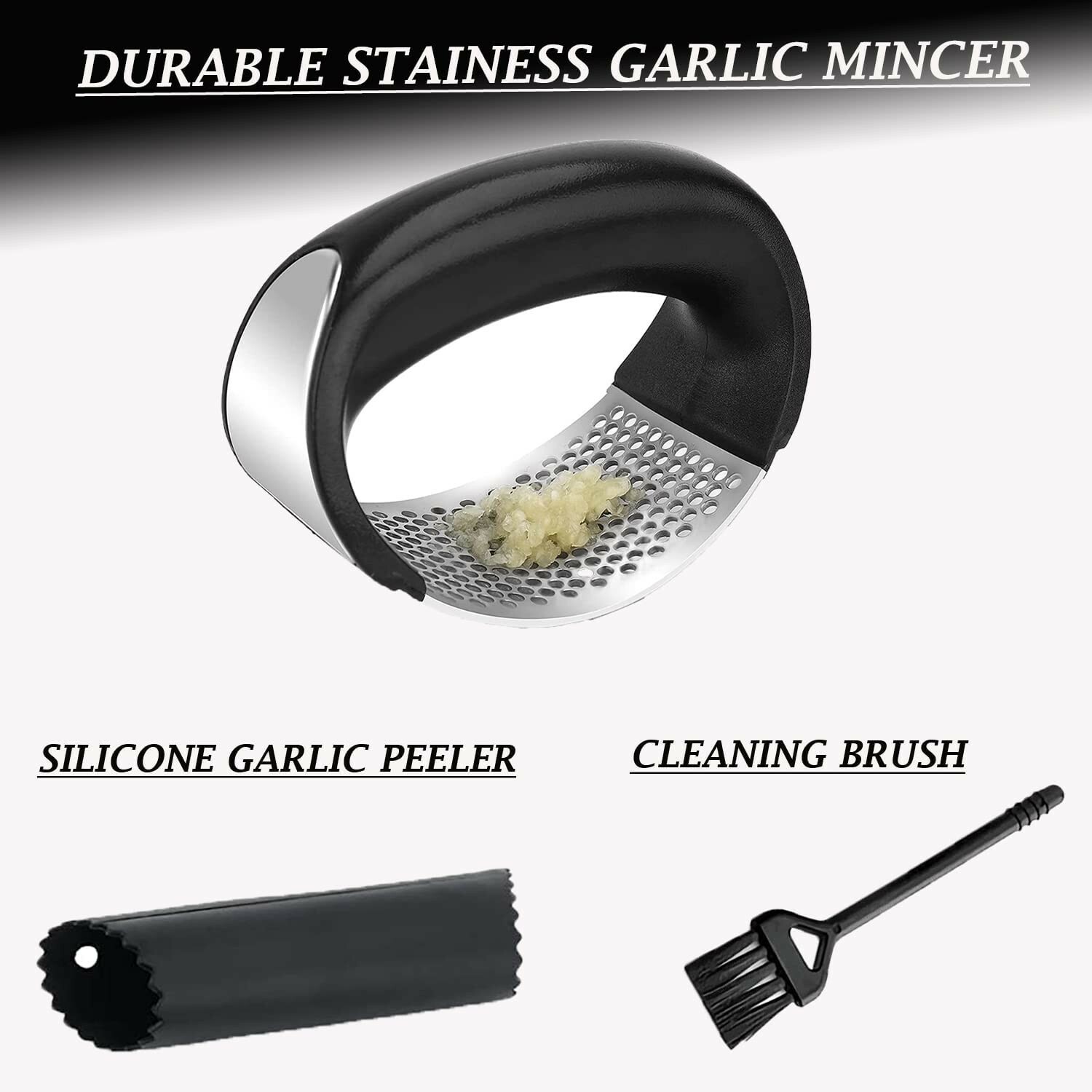 Angel’s Peel Lounge Garlic Press Rocker- Stainless Steel Garlic Mincer Crusher