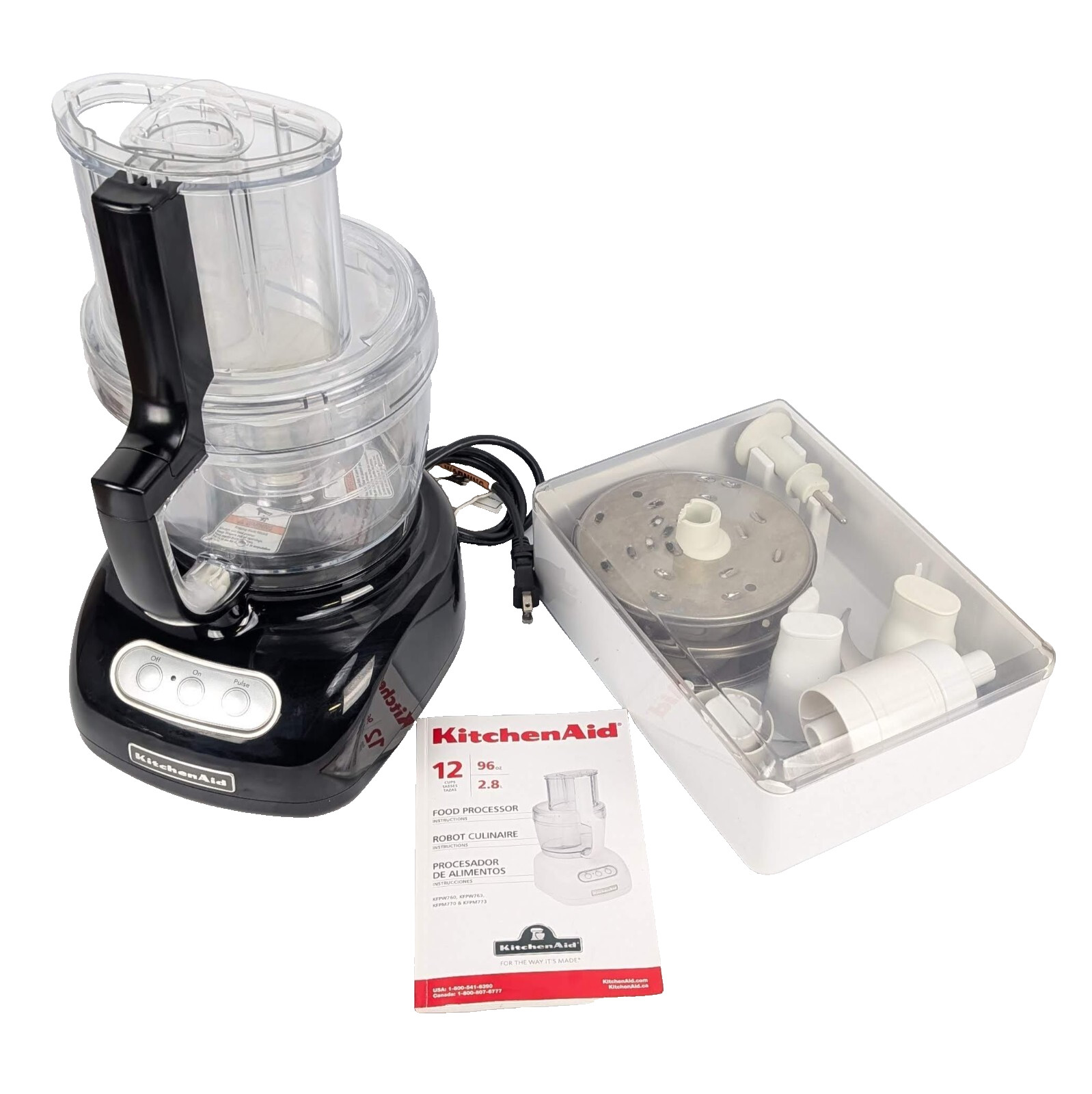 KitchenAid 12-cup Food Processor w/ Extra Attachments Blades Bowl Set – SEE DESC