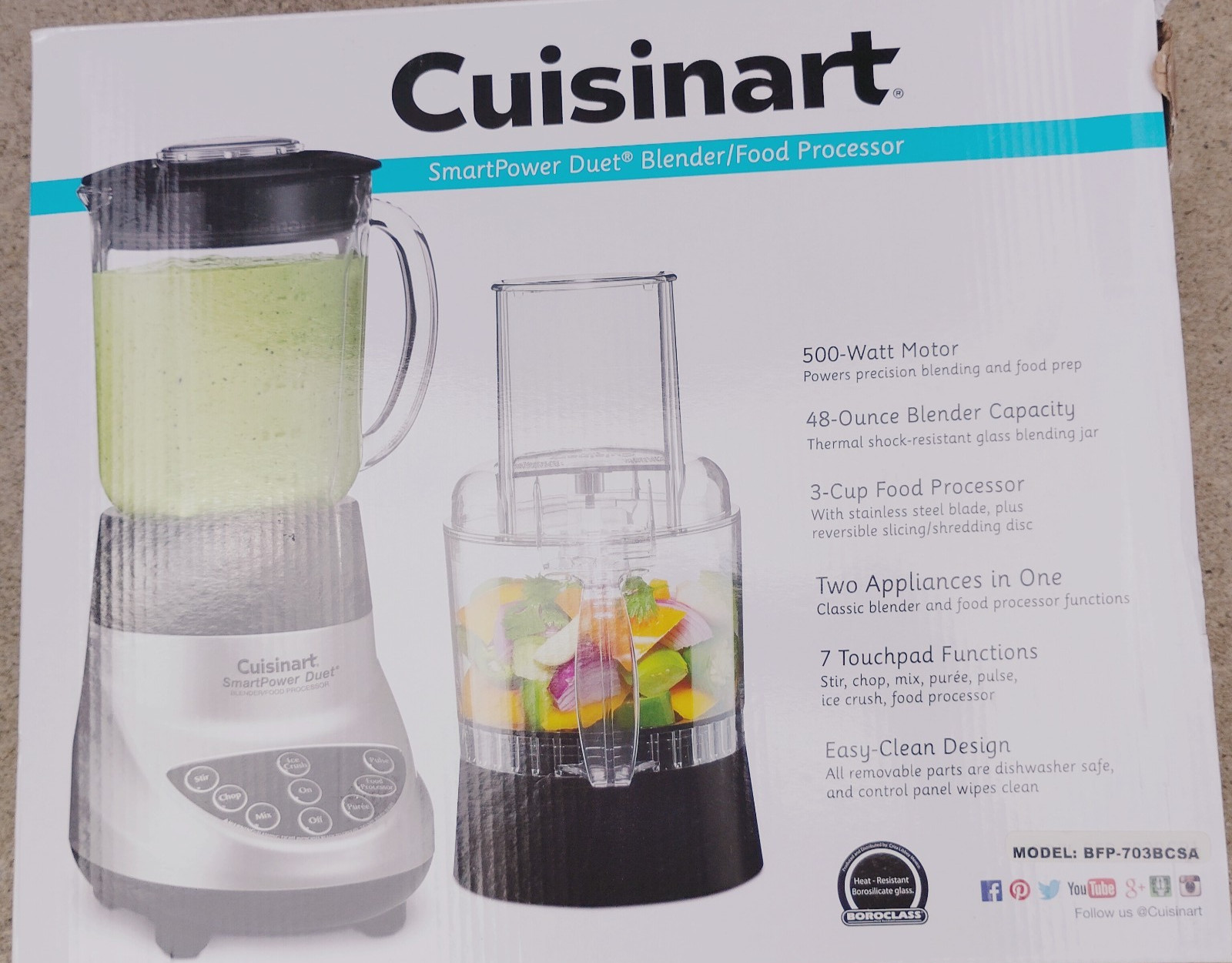 NEW FACTORY SEALED Cuisinart BFP-703 Smart Power Duet Blender/Food Processor