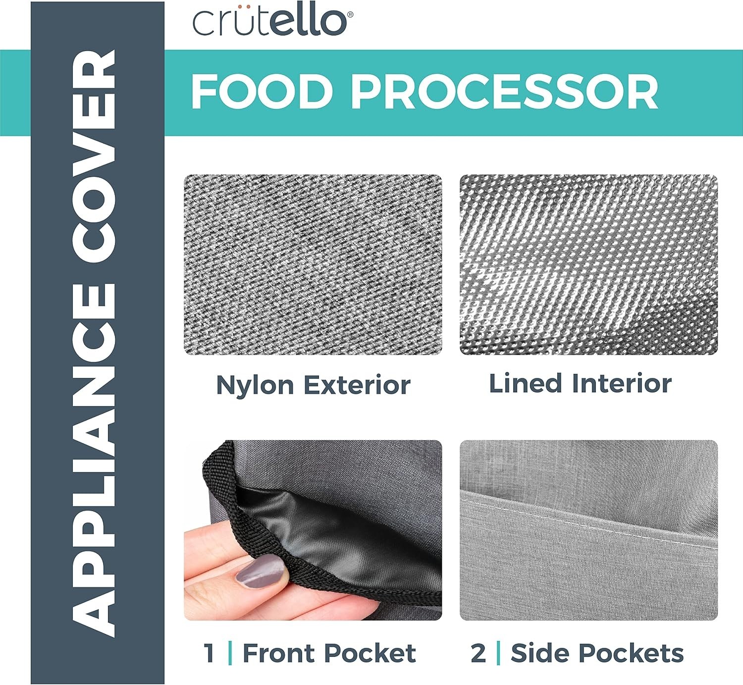 Food Processor Cover with Storage Pockets for Large Custom 11-14 Cup Processo…