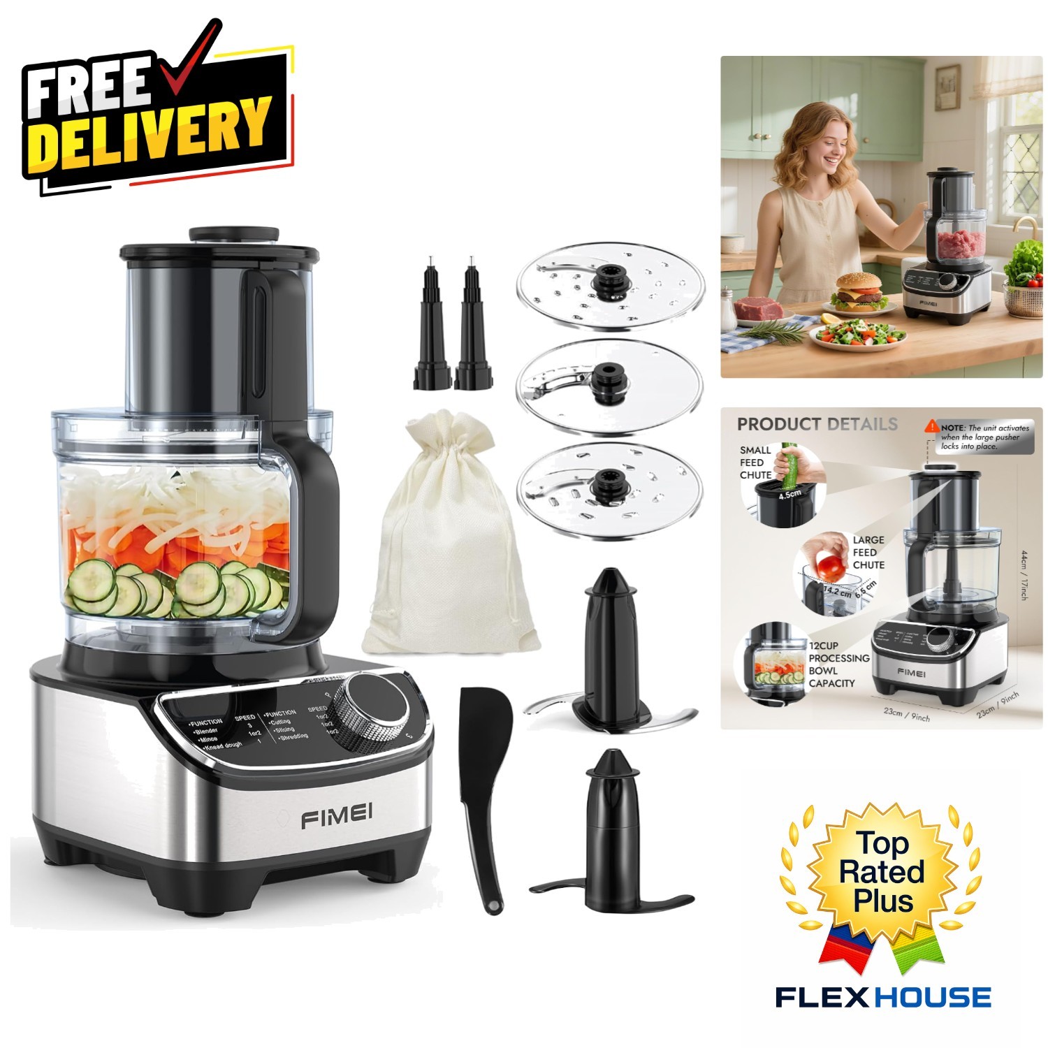 Electric Food Chopper & Processor 600W – Slicing, Chopping, Pureeing Made Easy