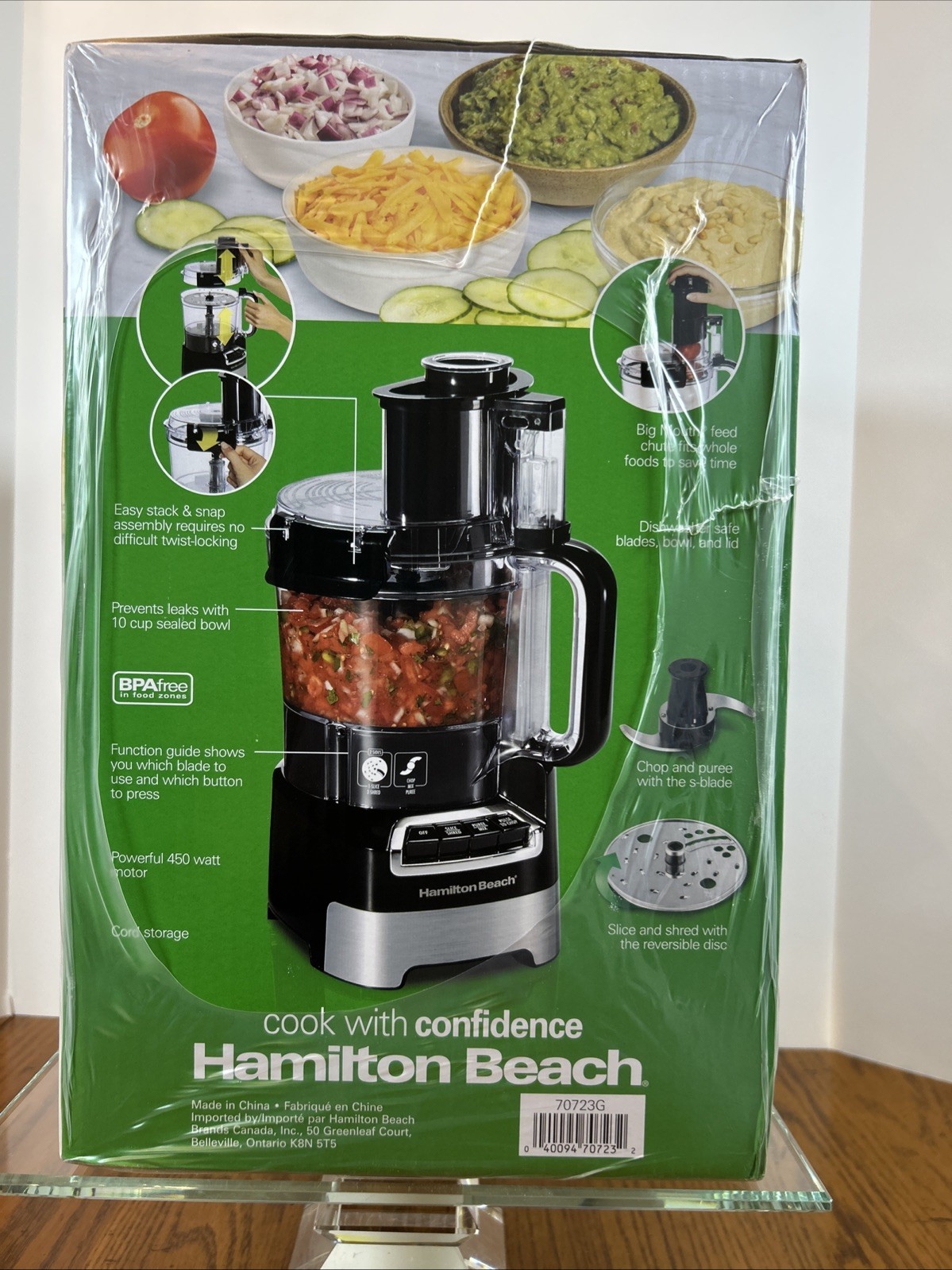 Hamilton Beach 70723G Black & Stainless 10 Cup Stack & Snap Big Mouth Food Proce