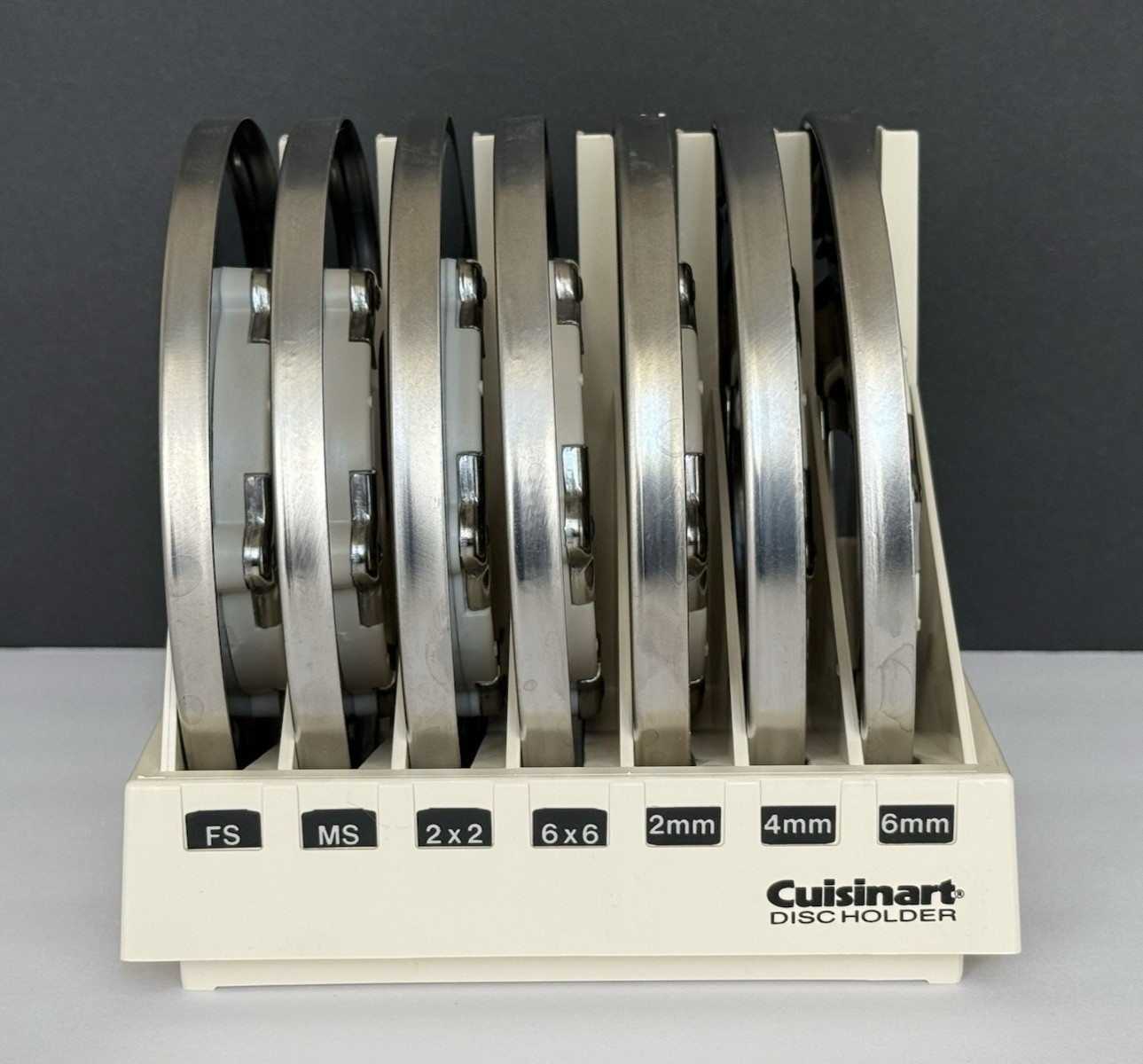 Vintage Cuisinart DLC-8 (7) Disc Set & Holder Made Japan DLC-834 837 836