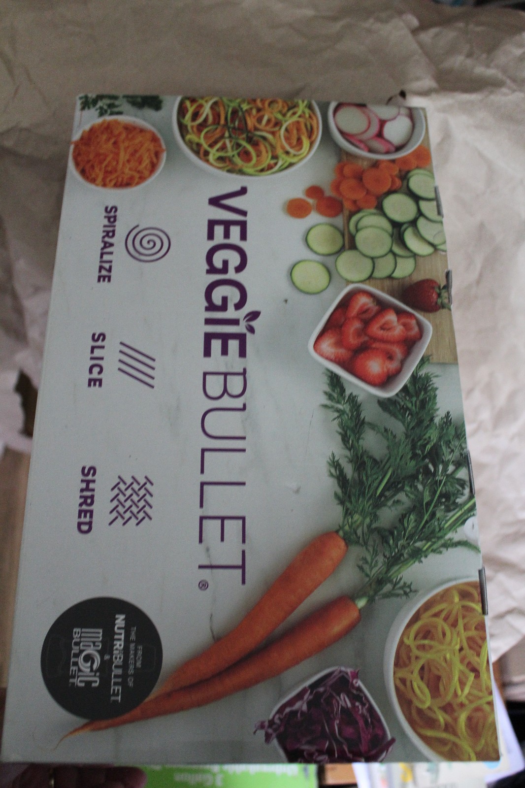 Veggie Bullet 3-in-1 Food Processor Slice Shred Spiralize VBR-1001 New Open Box