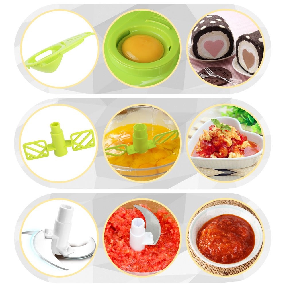 Cambom Manual Vegetable Cutter Food Processor 8 in 1 Chopper Mixer Blender