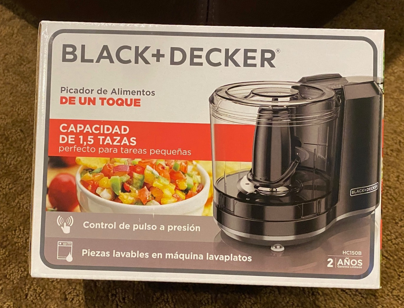 BLACK+DECKER 1.5 Cup Electric Food Chopper HC150B One Touch Pulse 70W Motor NIB