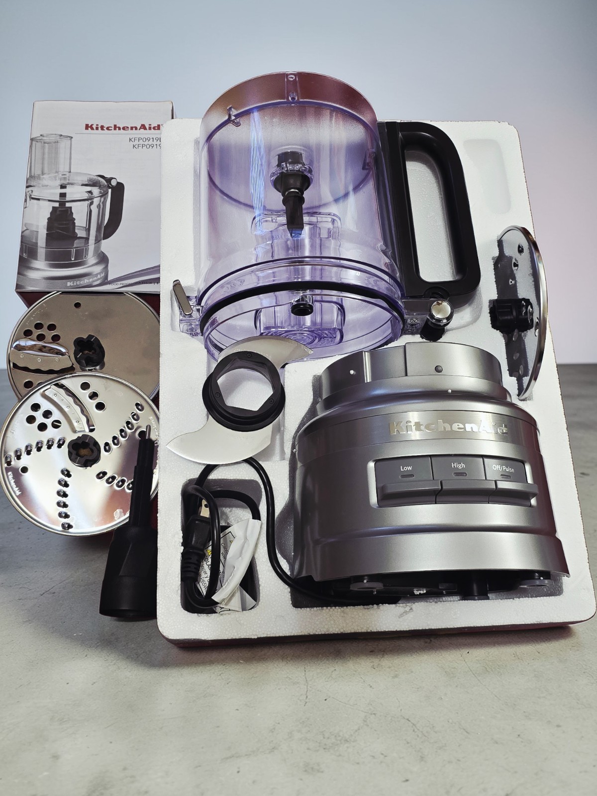 KitchenAid 9 Cup Food Processor All Attachments KFP0919CU Tested New Open Box
