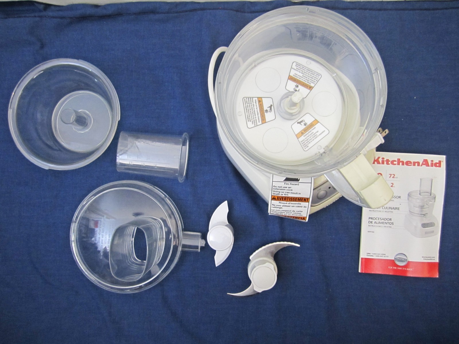 KitchenAid KFP740 WH1 Food Processor 9-Cup w/ Bowl, Blades, Manual FAST SHIPPING