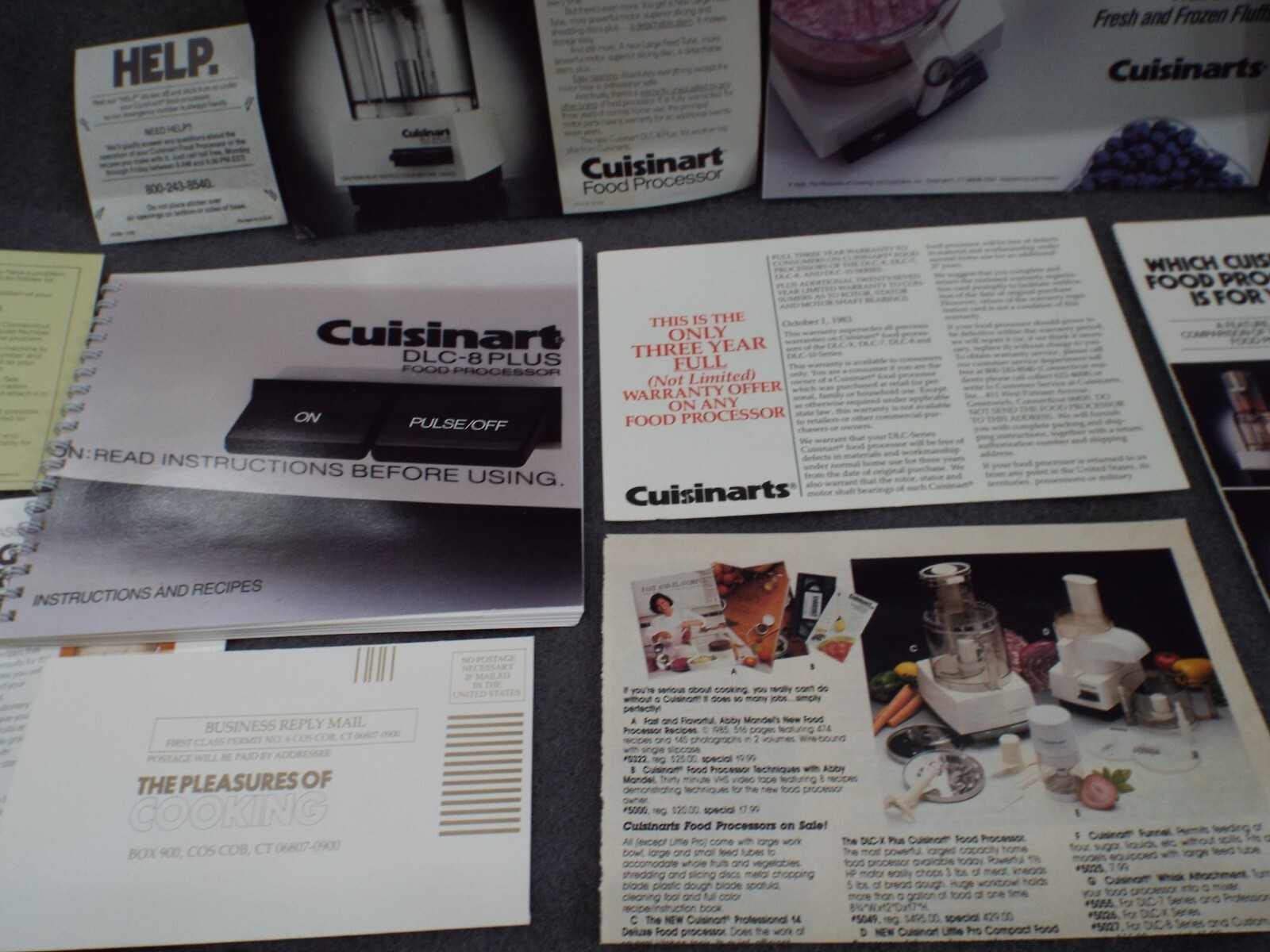 Cuisinart DLC-8 Food Processor Book Manual Instructions Blades Attachment Recipe