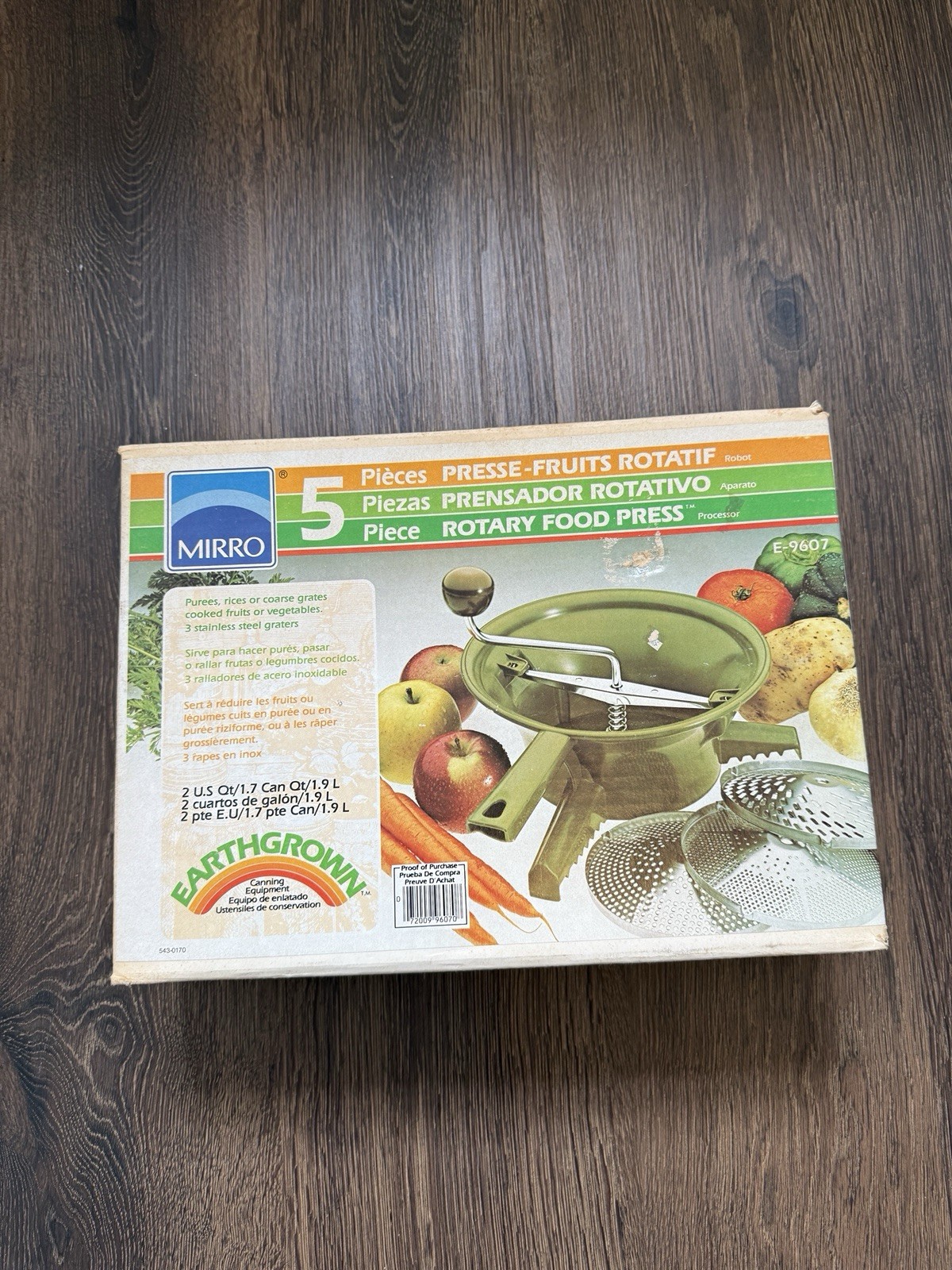 Mirro 5-pc Rotary Food Press Avocado Green Vtg 2qt Purée Coarse NEW SEALED