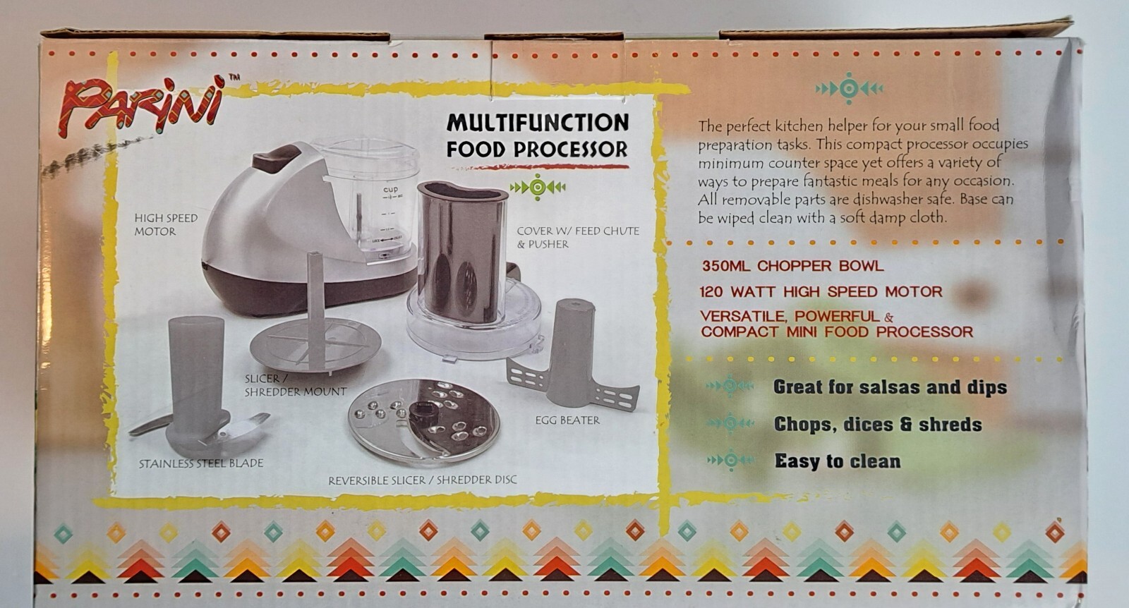 Parini Multifunction Mini-Food Processor NDJ-208 CHOPS/DICES/SHREDS New in Box