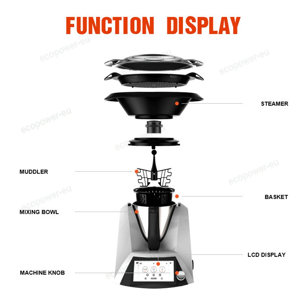 1500W Multifunction Intelligent Automatic Stir Fry Pot Kitchen Robot Cooking UK
