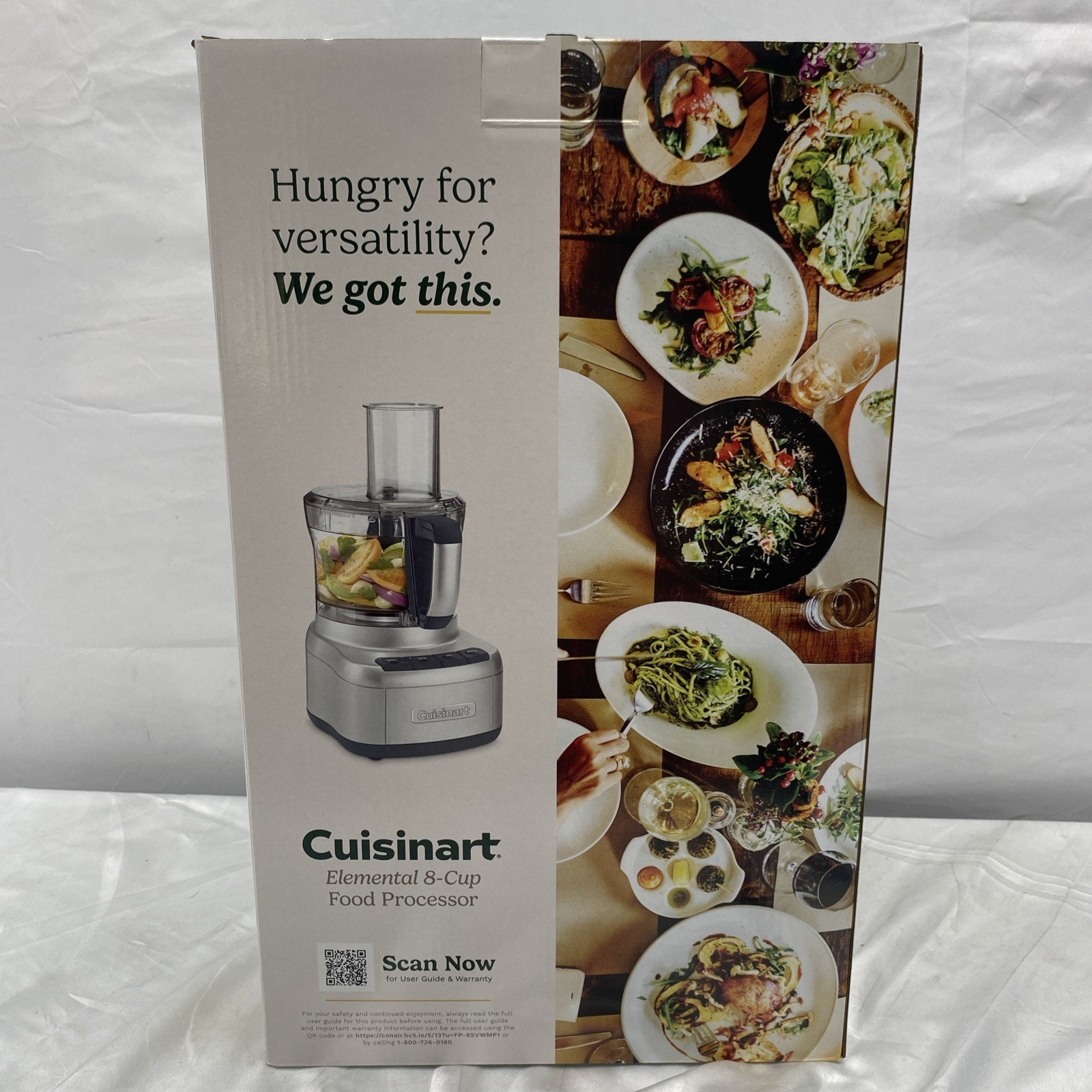 Cuisinart Elemental 8 Cup Food Processor FP 8SV Silver 350W Chop Slice Shred