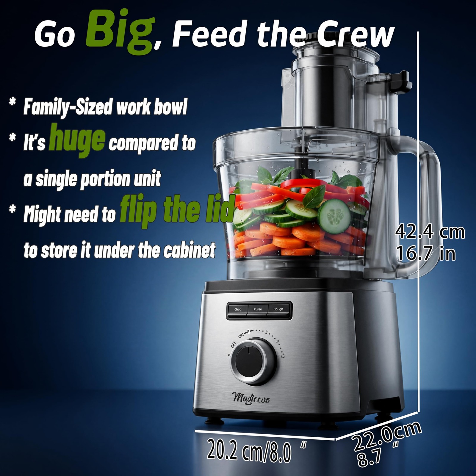 14 Cup Food Processor – Lemon Slicer, XL Bowl & Large Feed Chute, 13 Speeds &…