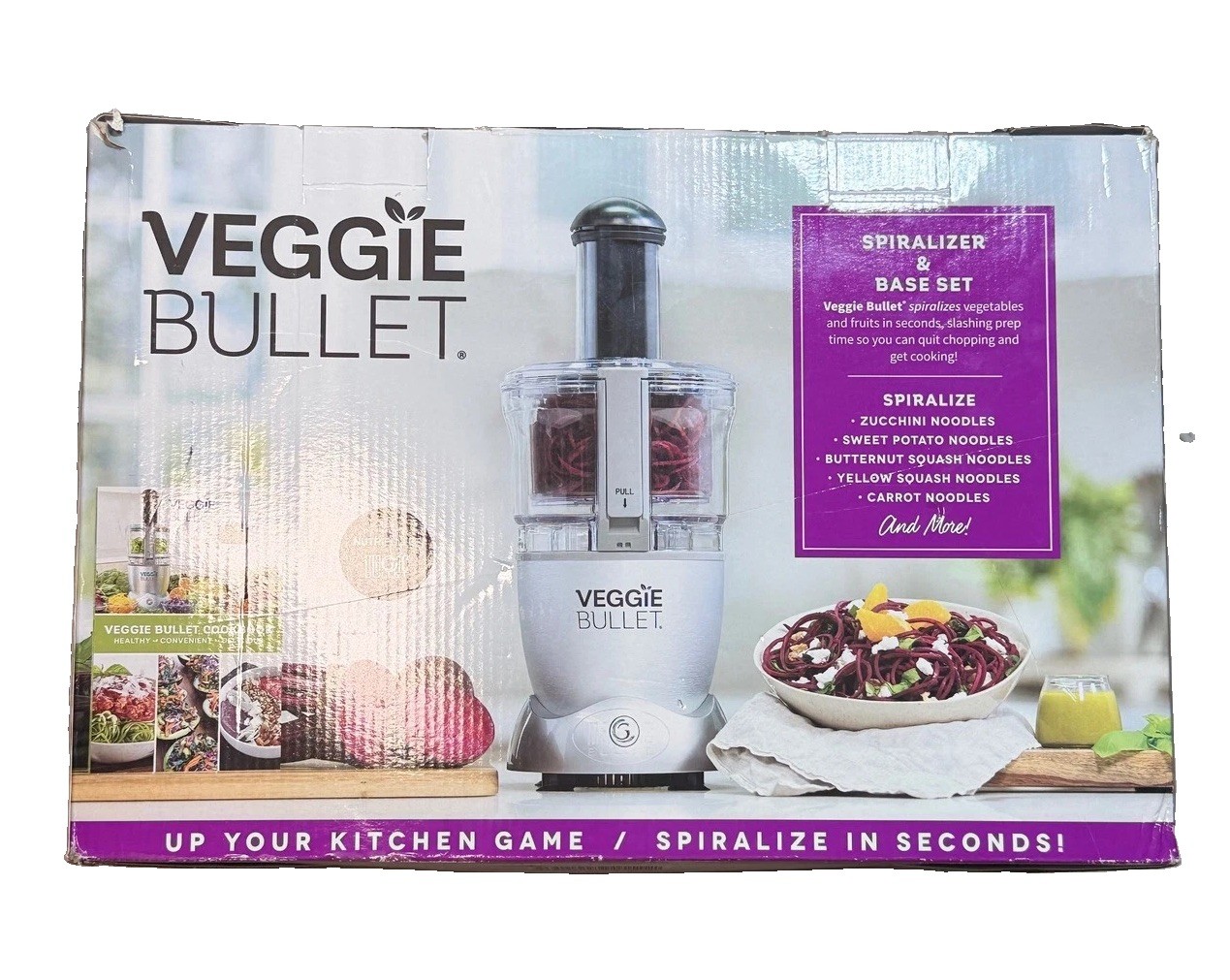 Veggie Bullet Electric Spiralizer 8pc Set +3 Extra Blades Silver Stainless Steel