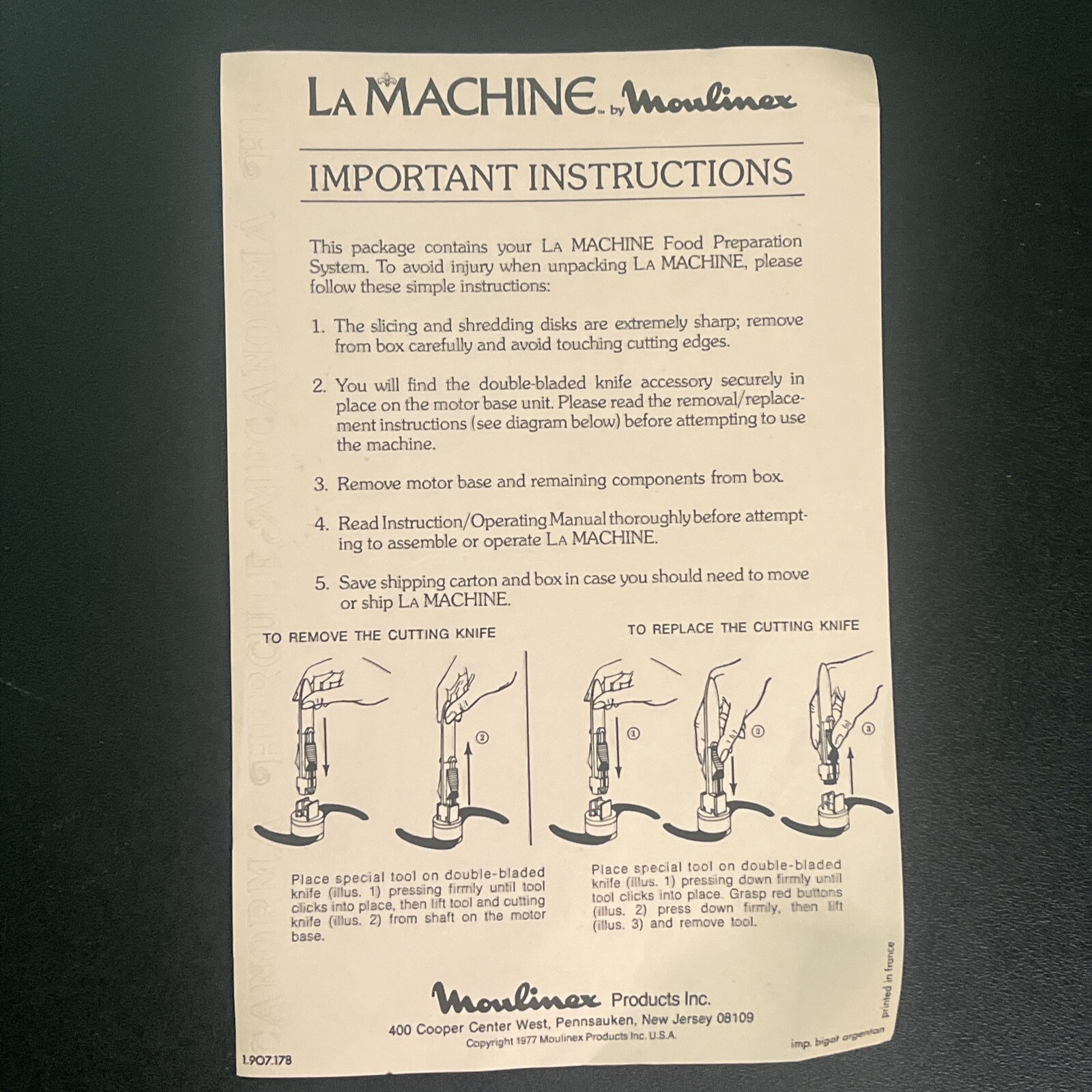 Moulinex La Machine Model 354 Shredding Slicing Disks Food Processor Manual