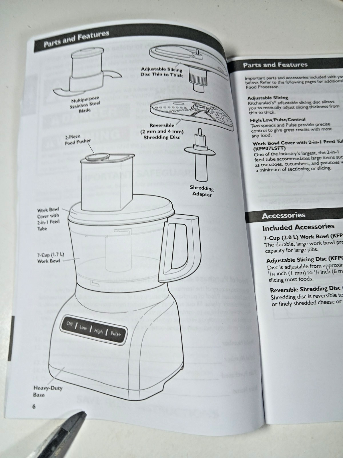 KitchenAid KFP0711 Food Processor Instruction Manual Booklet Spanish & English