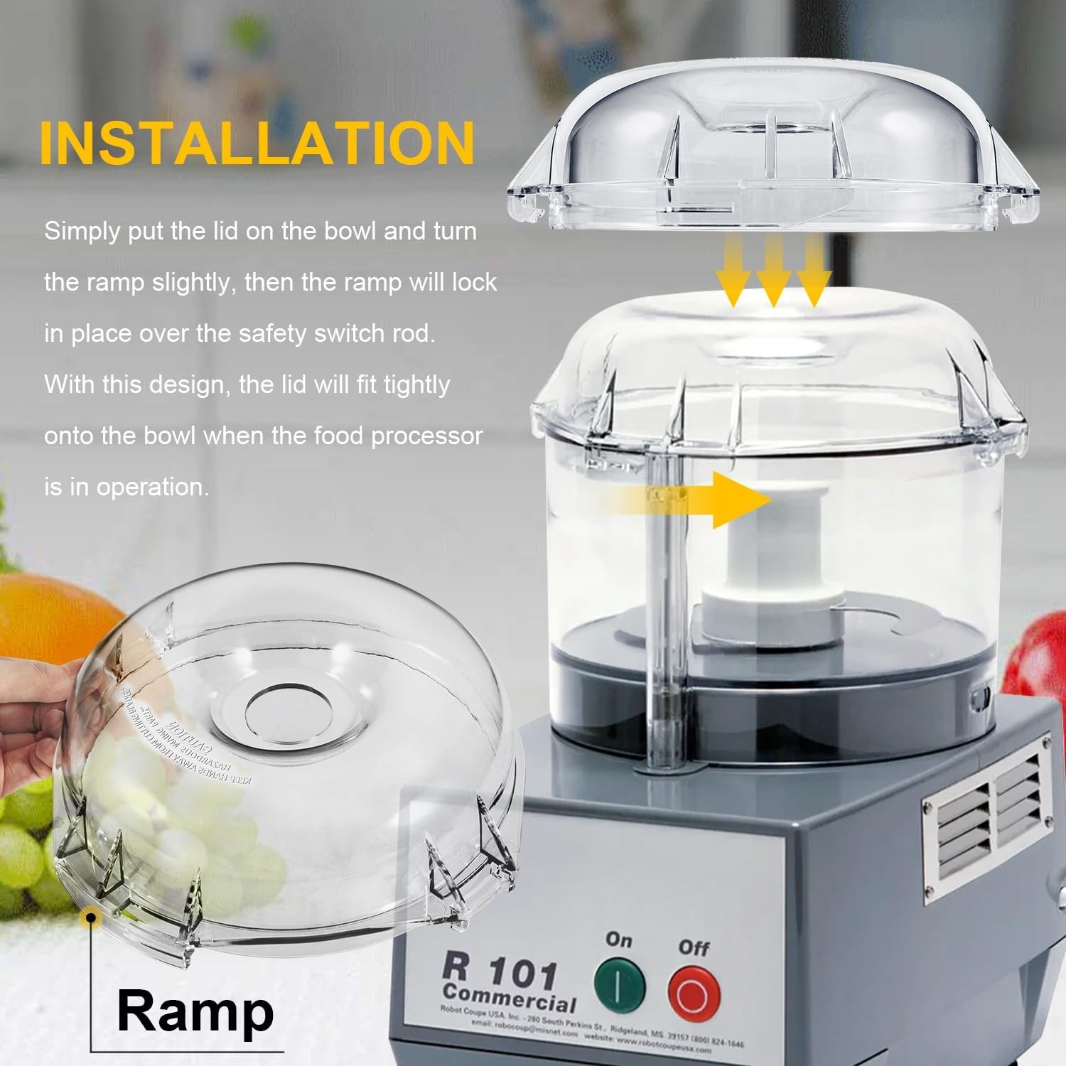 106458S Cutter Bowl Lid Fit for Robot Coupe R100B,R100BCLR,R101B,R2,R2B, R2 Dice