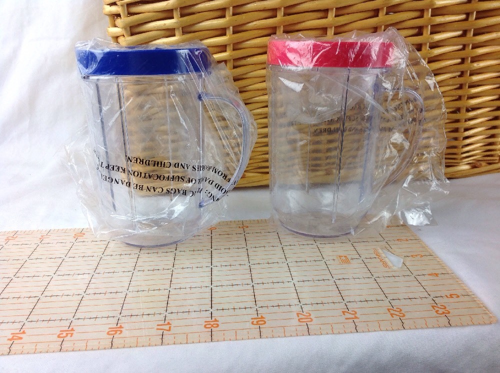 NEW Party Cups Mugs for Magic Bullet Juicer Set of 2 for MB1001 Blue Red