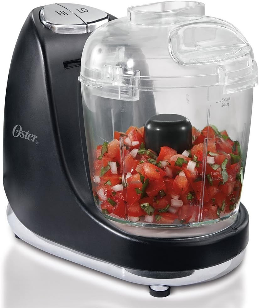 Oster FPSTMC3321 3 Cup Mini Chopper with Whisk Black 2 Speed 150W