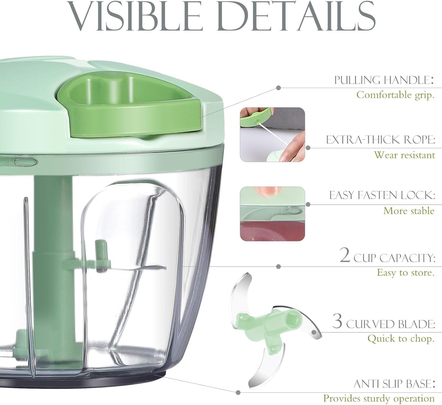 Stainless Steel Manual Food Processor – Effortless Chopping for Veggies & Fruits