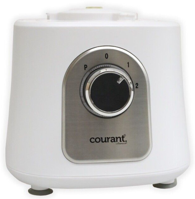 Courant Food Processor Large 12-Cup bowl 800W motor, stainless steel blade-White