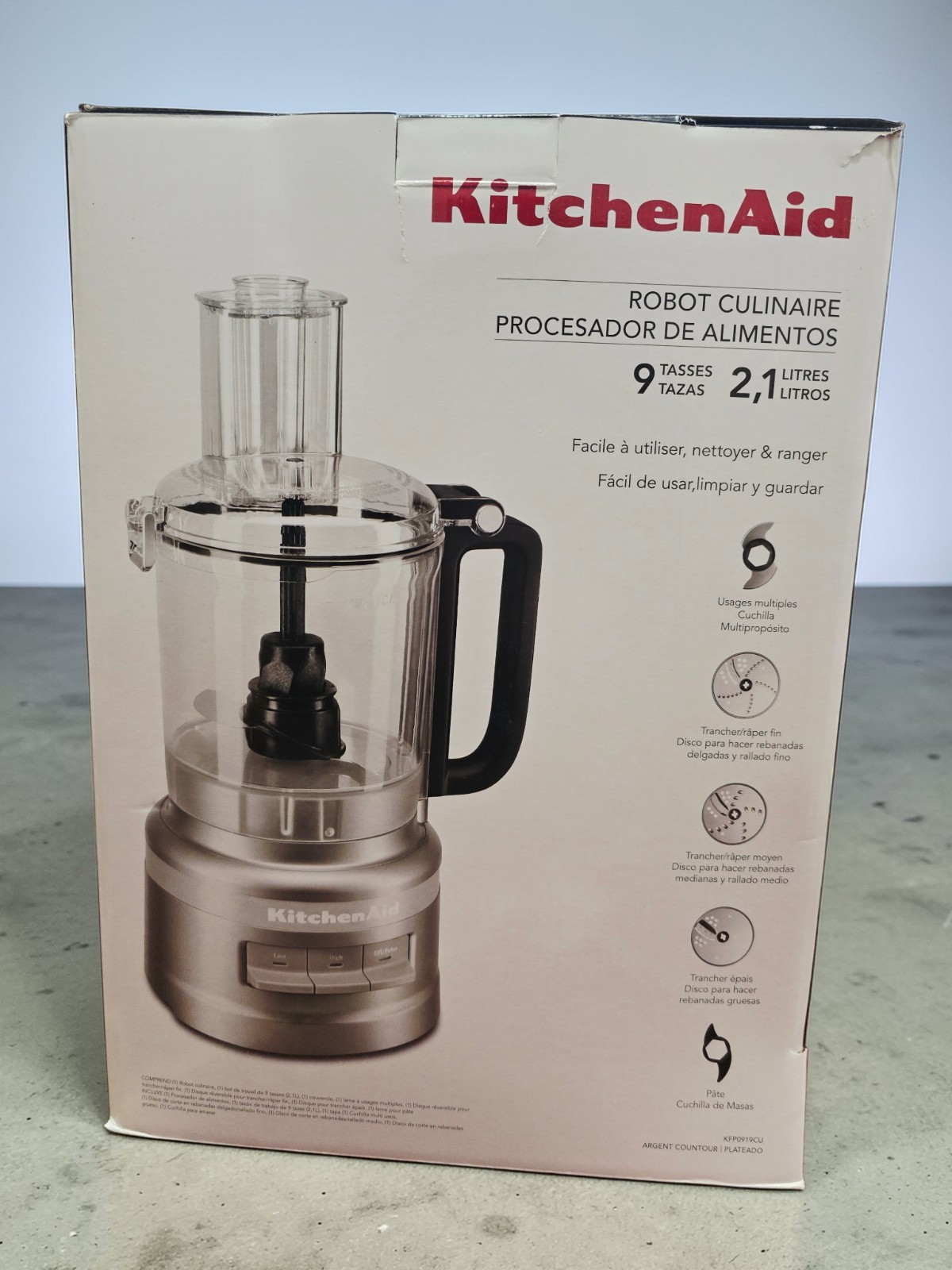 KitchenAid 9 Cup Food Processor All Attachments KFP0919CU Tested New Open Box