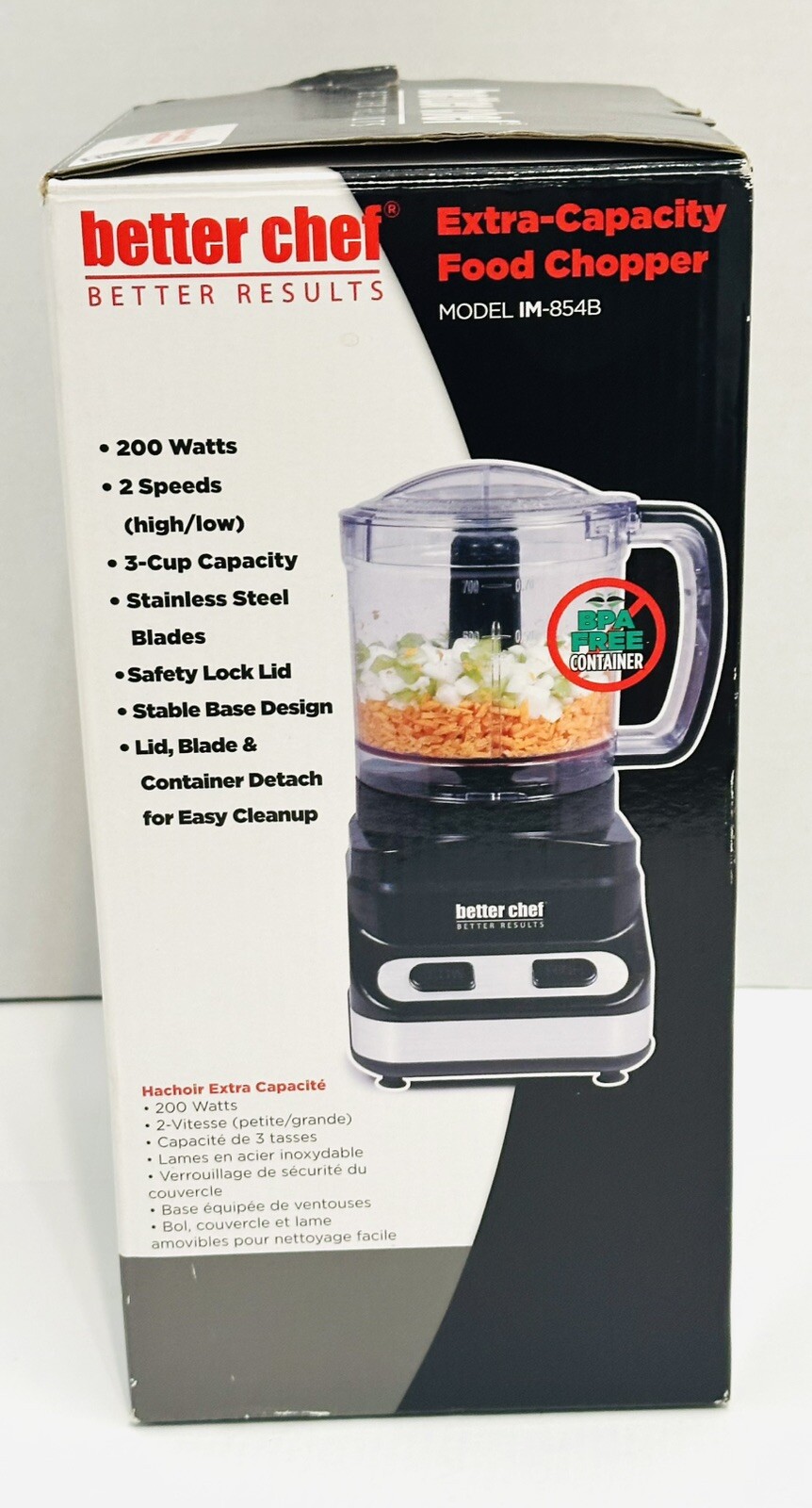 Better Chef 200 Watts 2 Speed 3 Cup Extra-Capacity Food Chopper Model #IM-854B