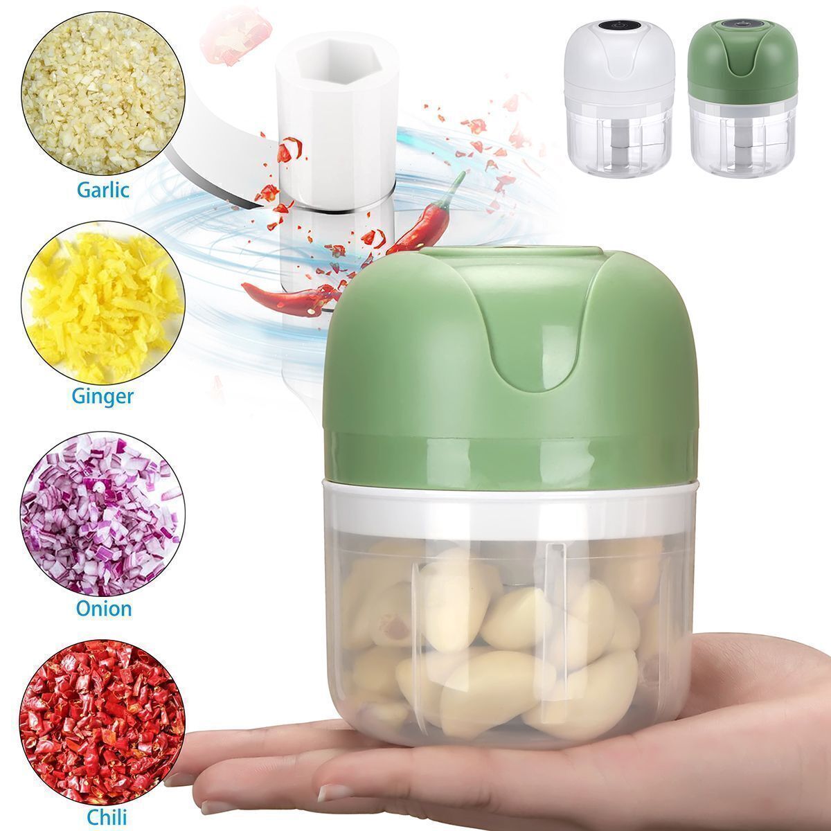 Mini Electric Garlic Chopper Meat Grinder Crusher For Nut Fruit Food Vegetable