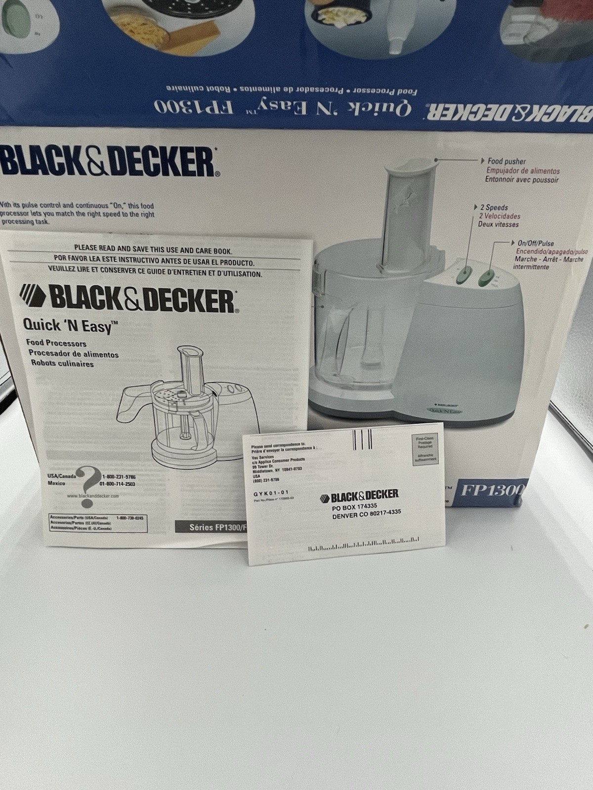 Black & Decker Quick N Easy Food Processor FP1300 New In Open Box