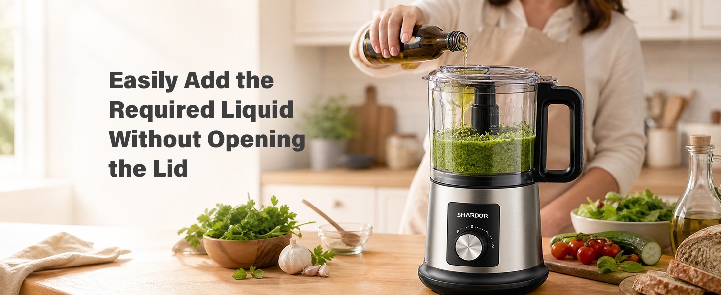 SHARDOR 4 Cup Electric Food Processor Chopper 400W 3 Speed 4 Blade Whisk