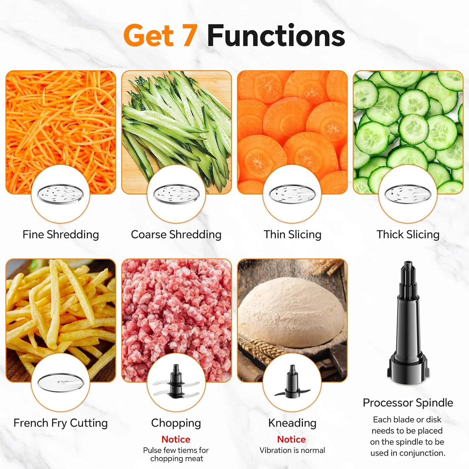 7-In-1 Professional Food Processor, 800W Powerful Electric Vegetable Chopper, 14