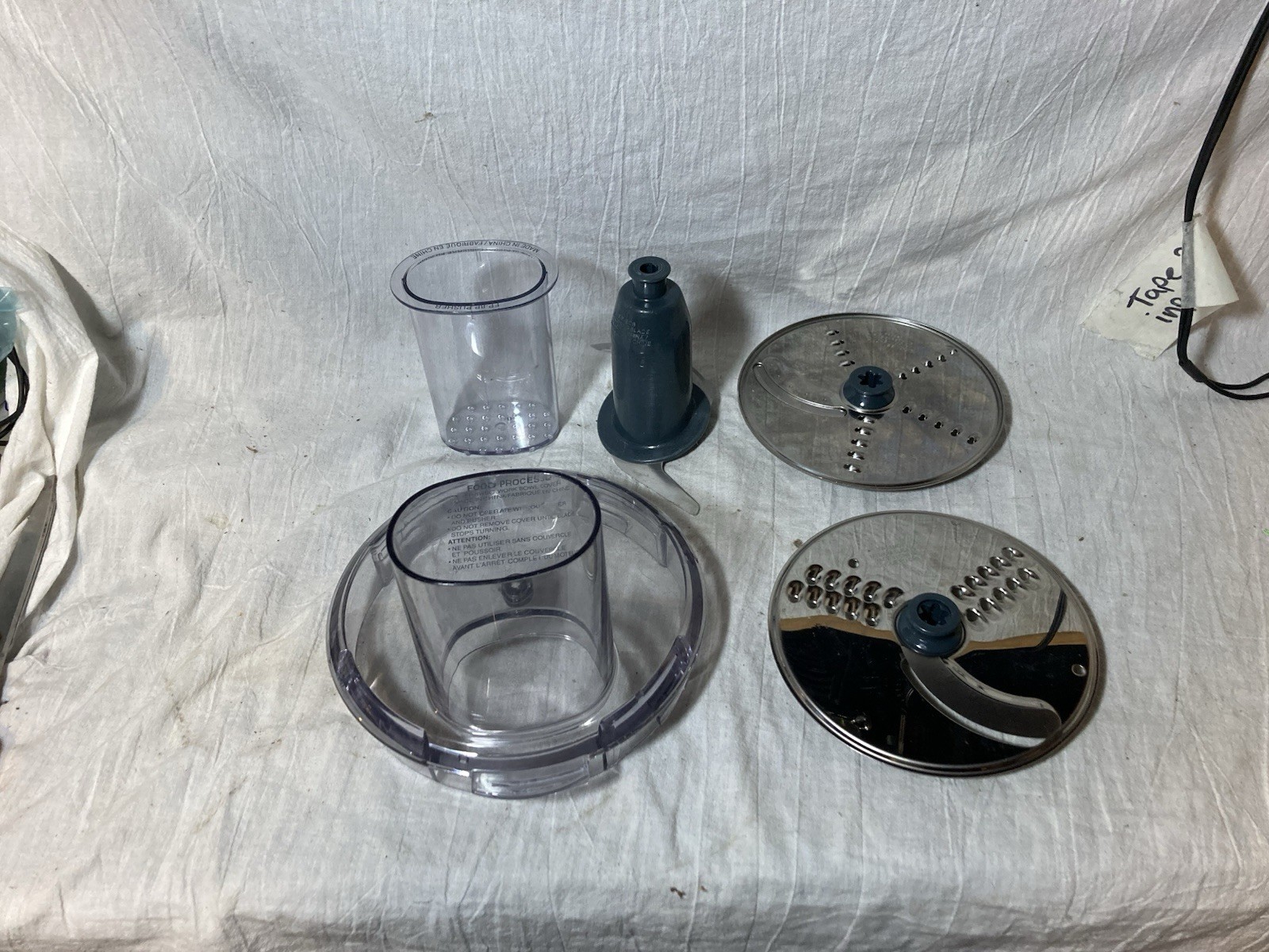 Cuisinart Food Processor Part FP-8WBC Work Bowl Cover Lid & FP-8P Pusher 3 Blade