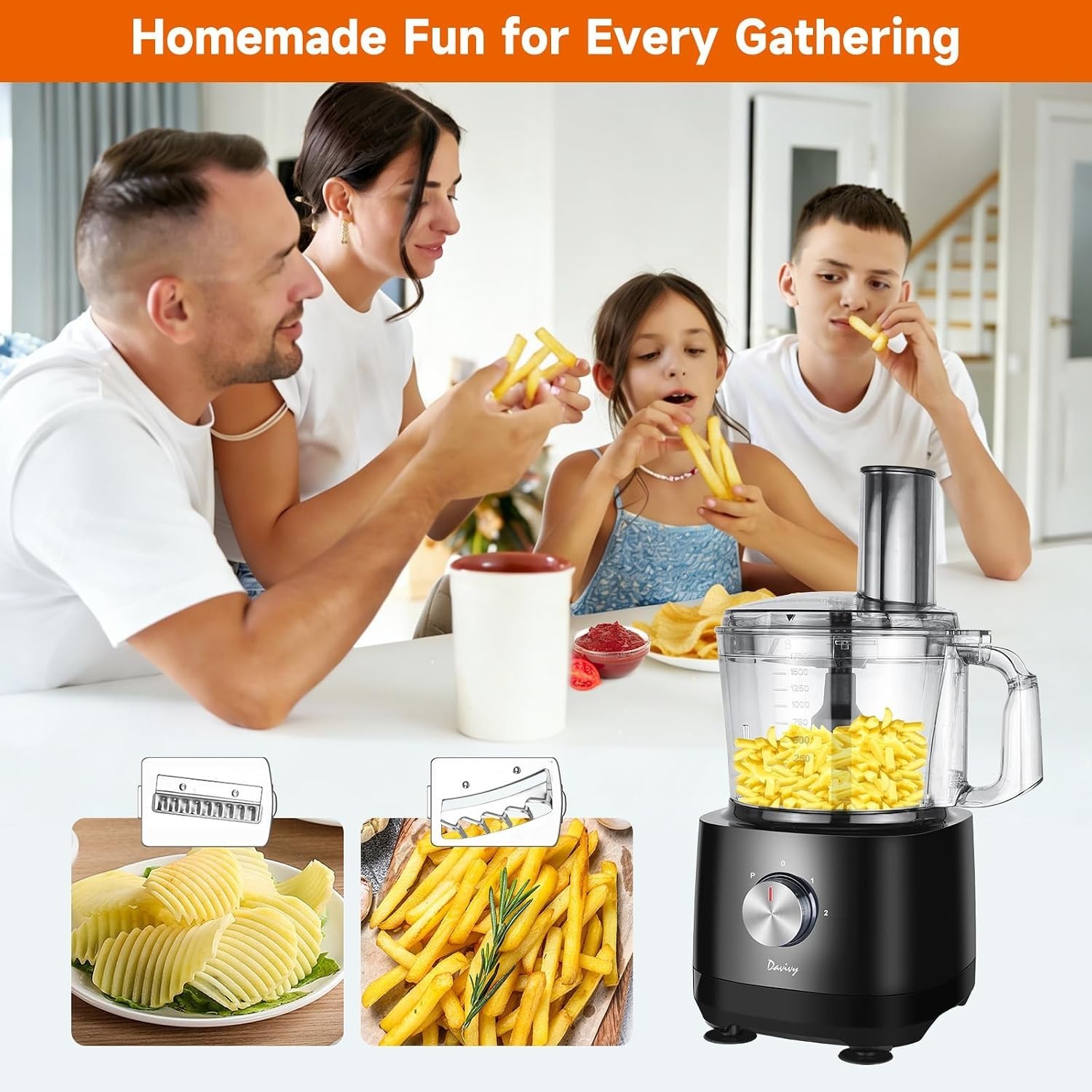 All-in-One 7-Cup Food Processor with 9 Blades, Ideal for Home Meal Prep & Snacks