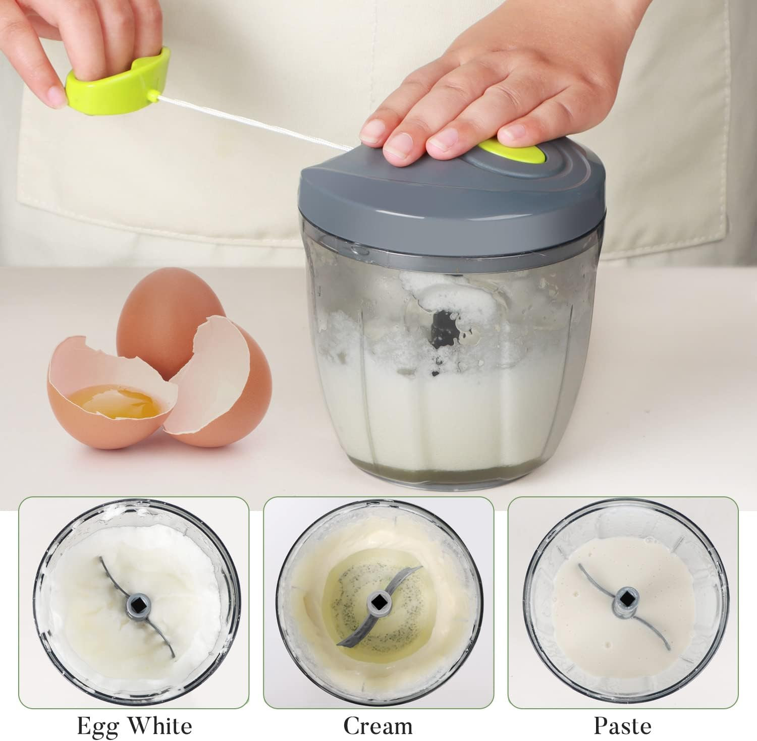 Manual Food Processor Vegetable Chopper, Portable Hand Pull String Garlic Mincer