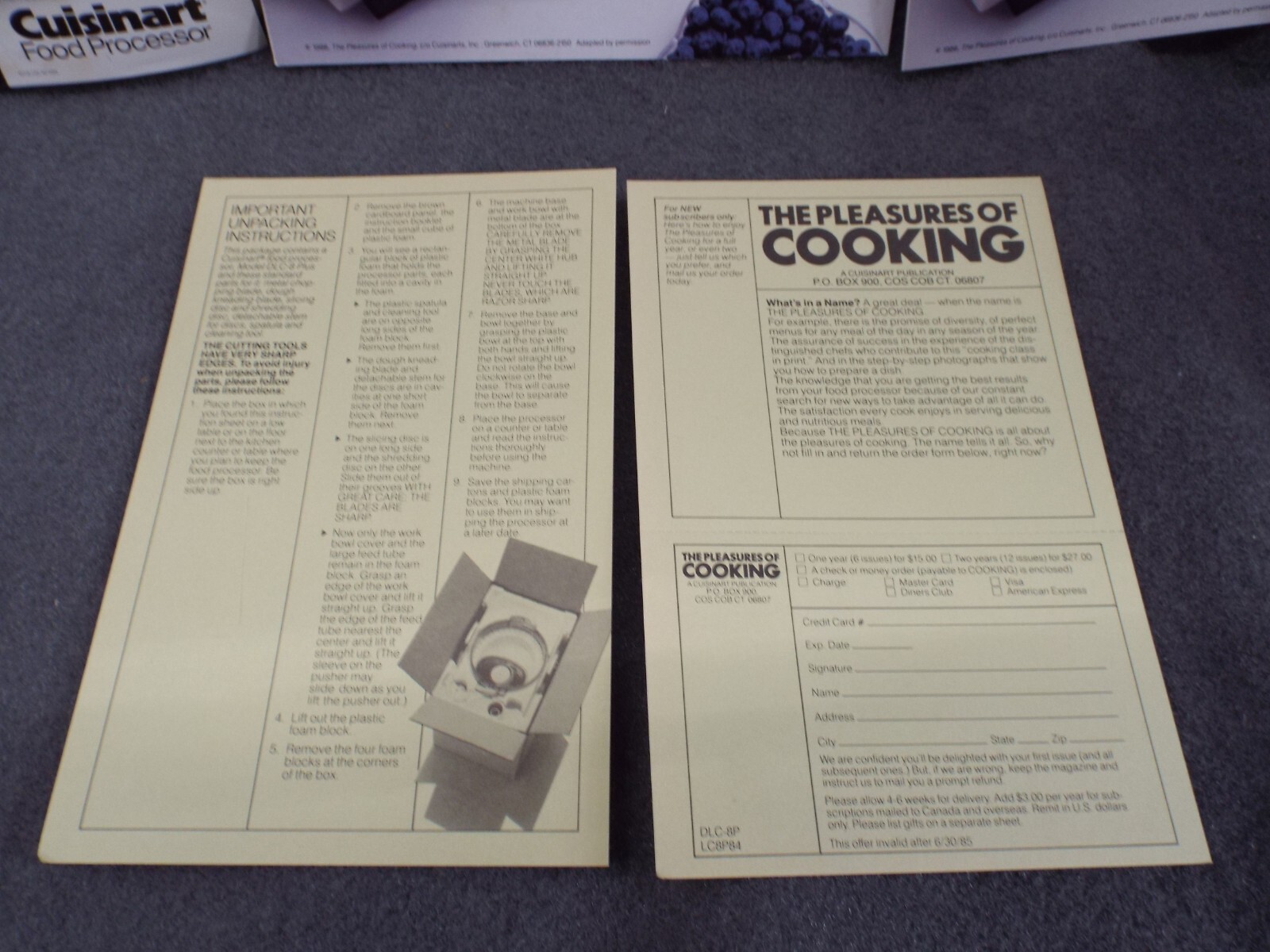 Cuisinart DLC-8 Food Processor Book Manual Instructions Blades Attachment Recipe
