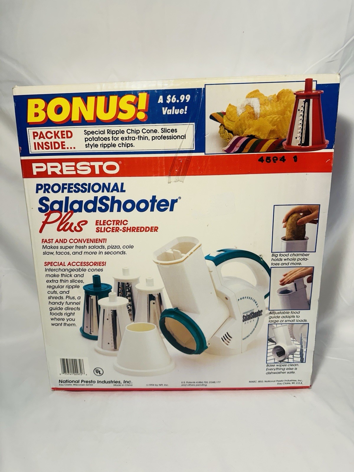PRESTO Professional Salad Shooter PLUS Electric Slicer Shredder Box 02972