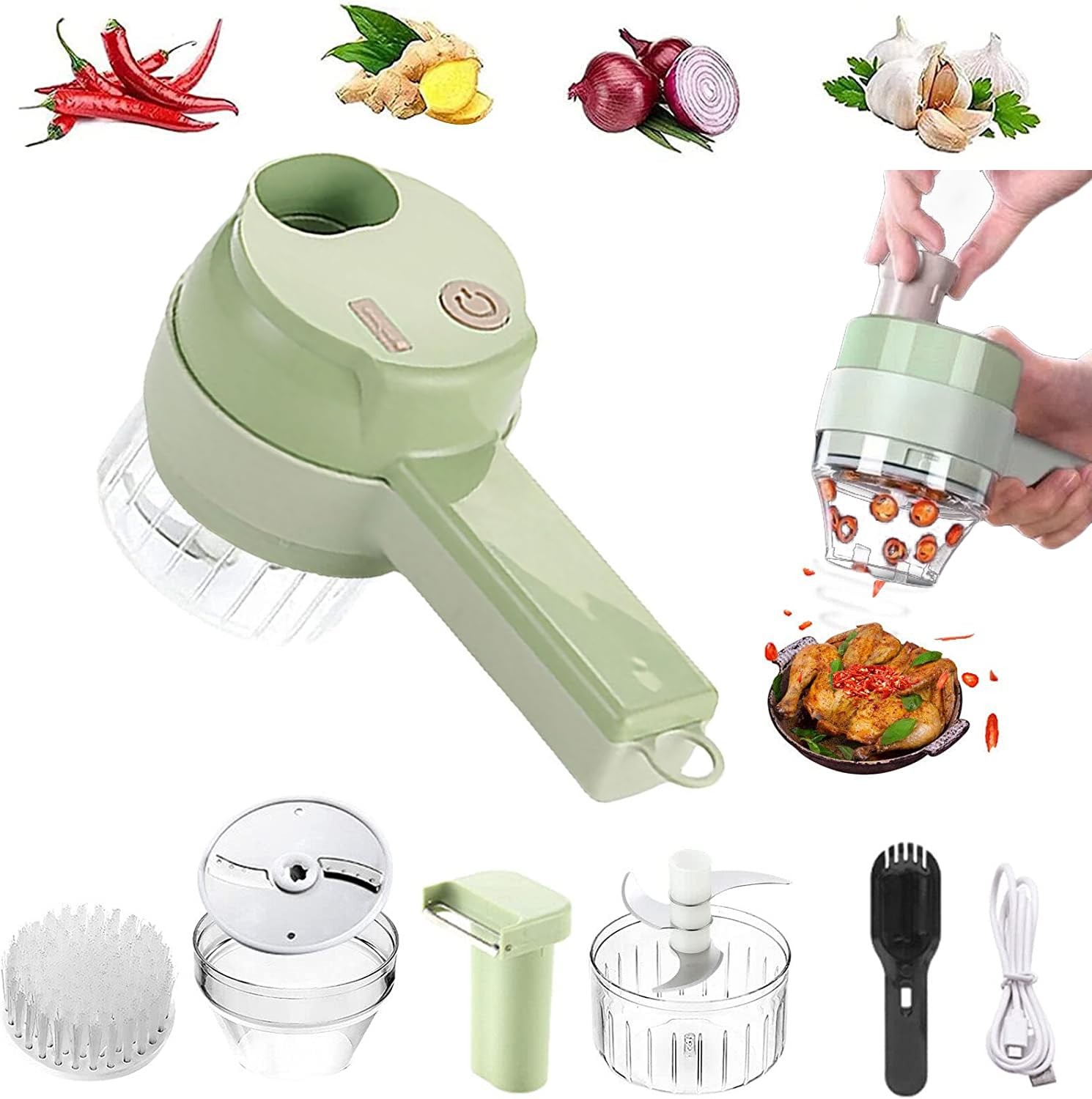 4 in 1 Handheld Electric Vegetable Cutter Set, Multifunctional Mini Electric …