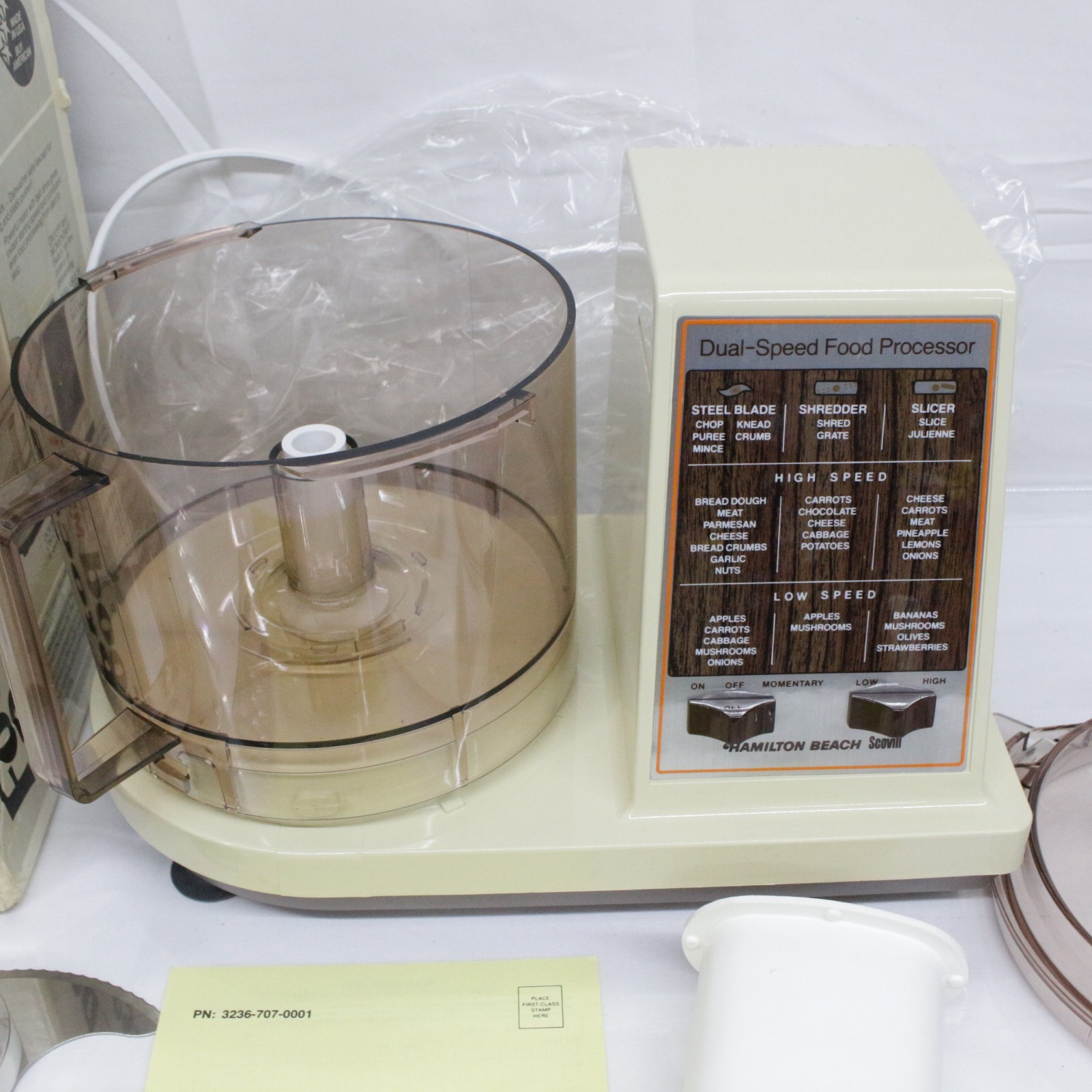 VINTAGE Hamilton Beach Food Processor Almond 702AL Made in USA 1987 NEW!