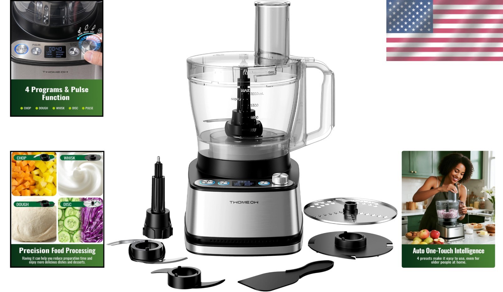 12-Cup, 1000W Food Processor with Safety Lock – Perfect for Chopping & Dicing