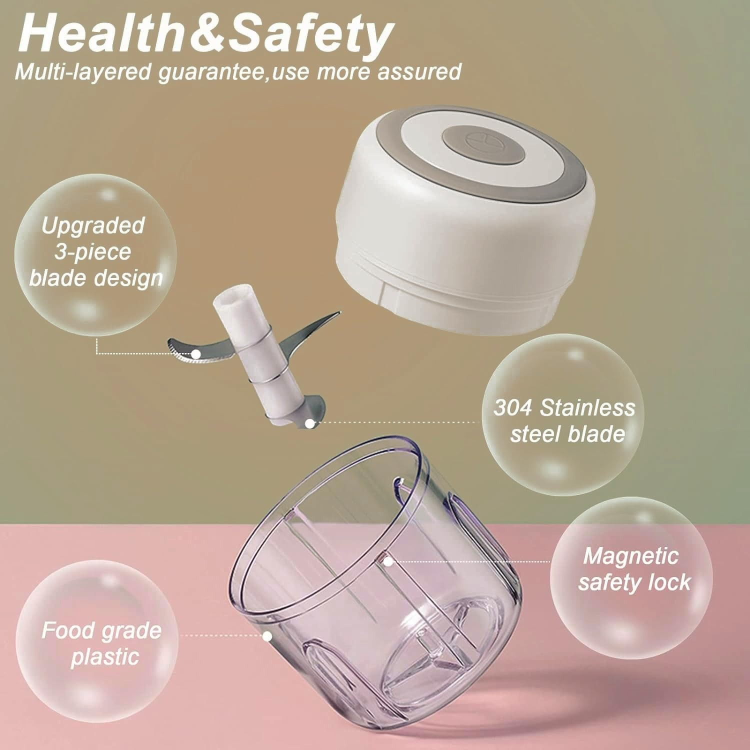 USB Electric Vegetable Chopper, Portable Food Processor for Ginger Chili