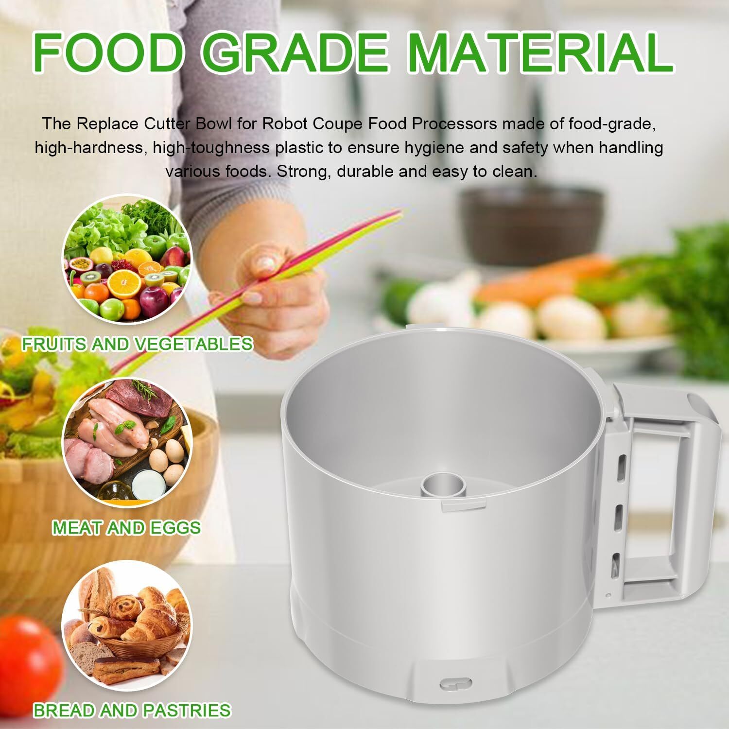 for Robot Coupe 112204 R2 R2N Food Processor Gray Cutter Bowl 3 Quart 112204S