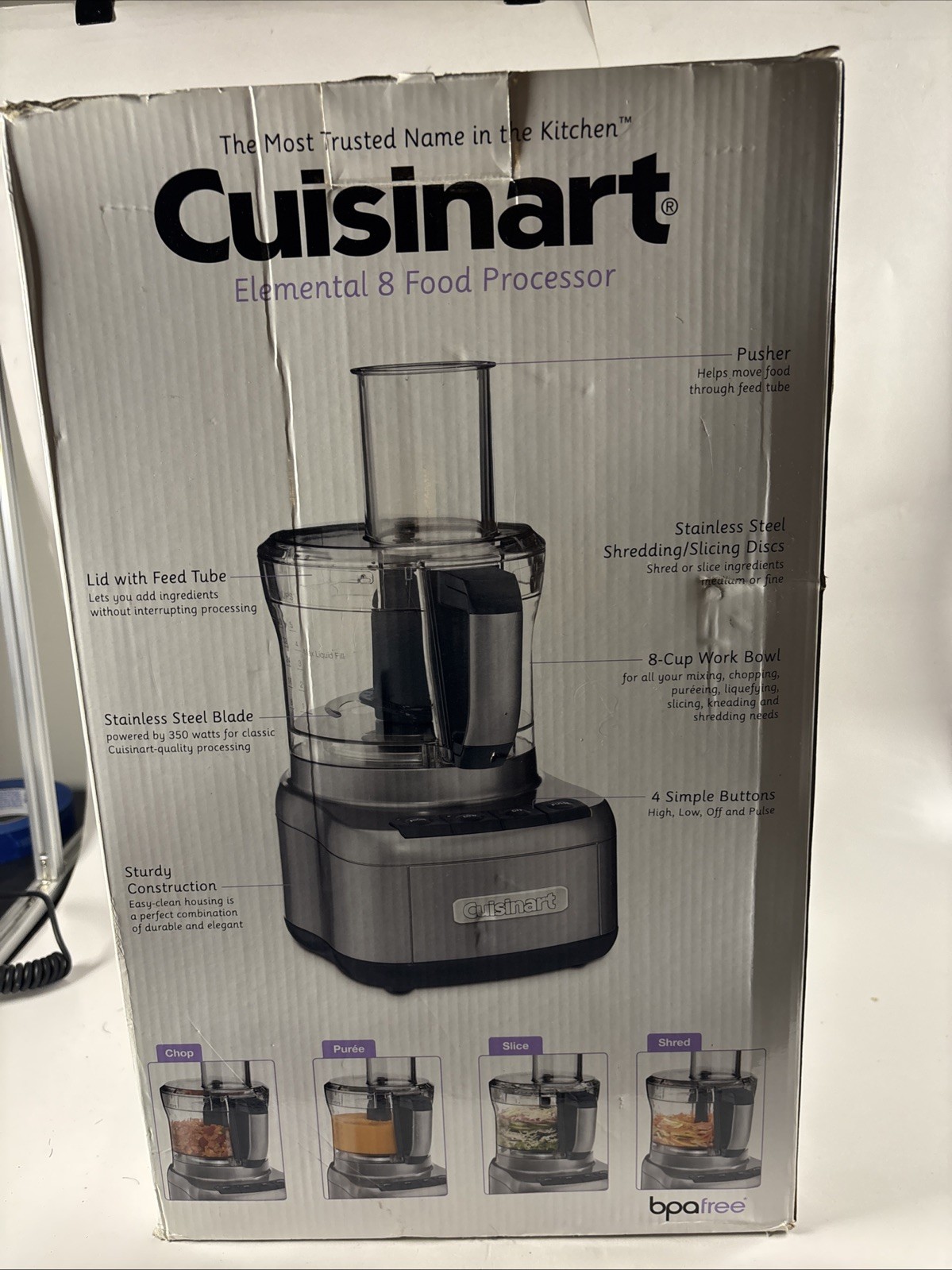 NEW Cuisinart Model FP-8GMFR Elemental 8 Cup Food Processor Gunmetal Gray