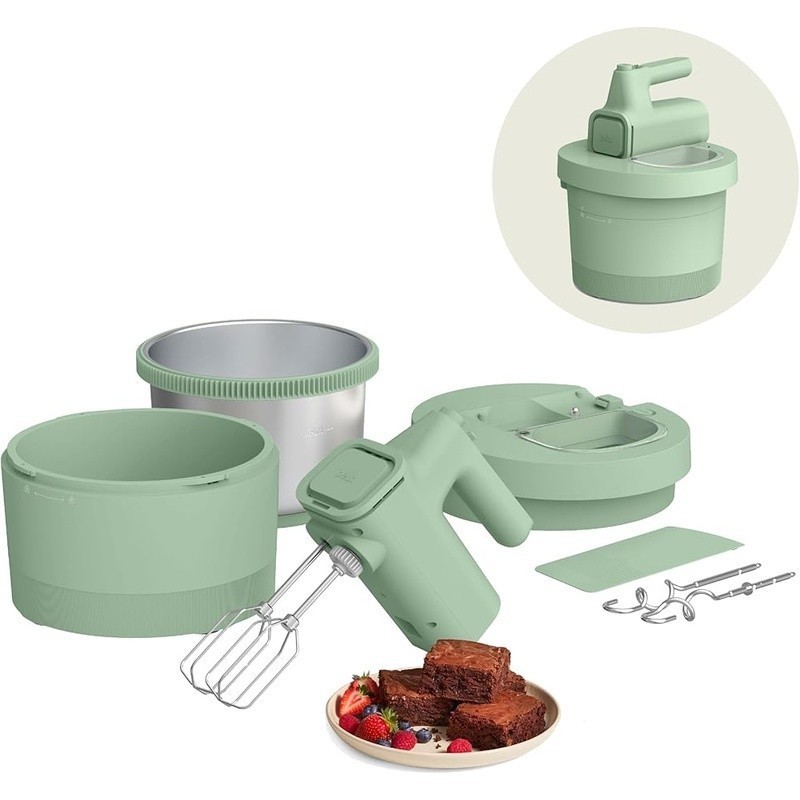 2 in 1 Hand Mixer Food Processor W/ Dishwasher Safe Bowls Adjustable Speed New