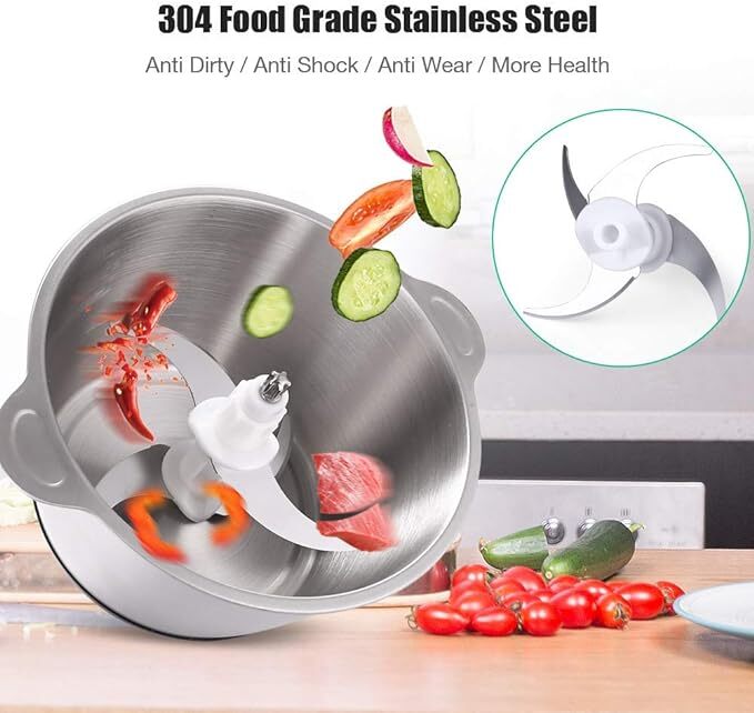 2L Electric Food Chopper Electric Stainless Steel Processor Meat Grinder Mixer
