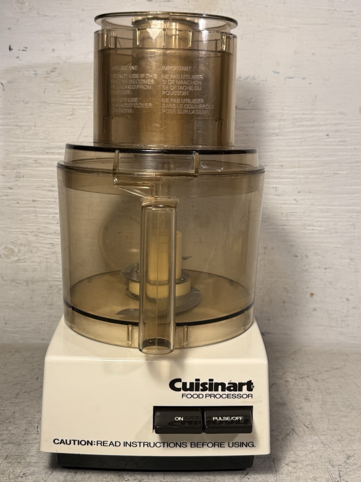 Cuisinart 11 Cup Food Processor White W/Amber Bowl Tested Working Made In Japan