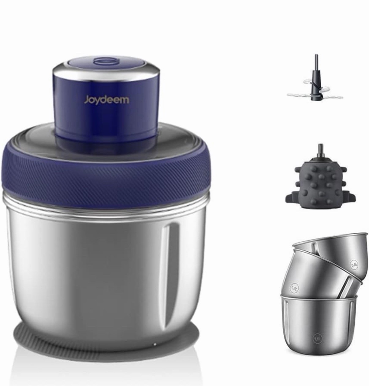 Joydeem JD-376B Electric Food Processor Grinder 300W w/ 3 Stainless Steel Bowls