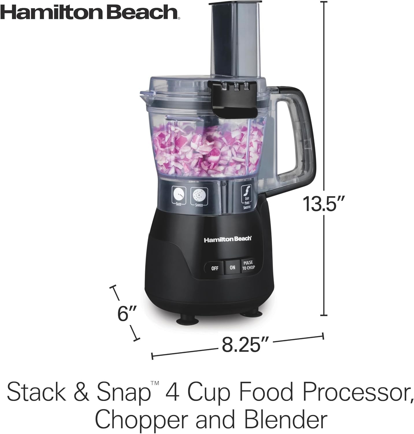 Stack & Snap 4-Cup Mini Food Processor & Vegetable Chopper 250 Watts Slicing