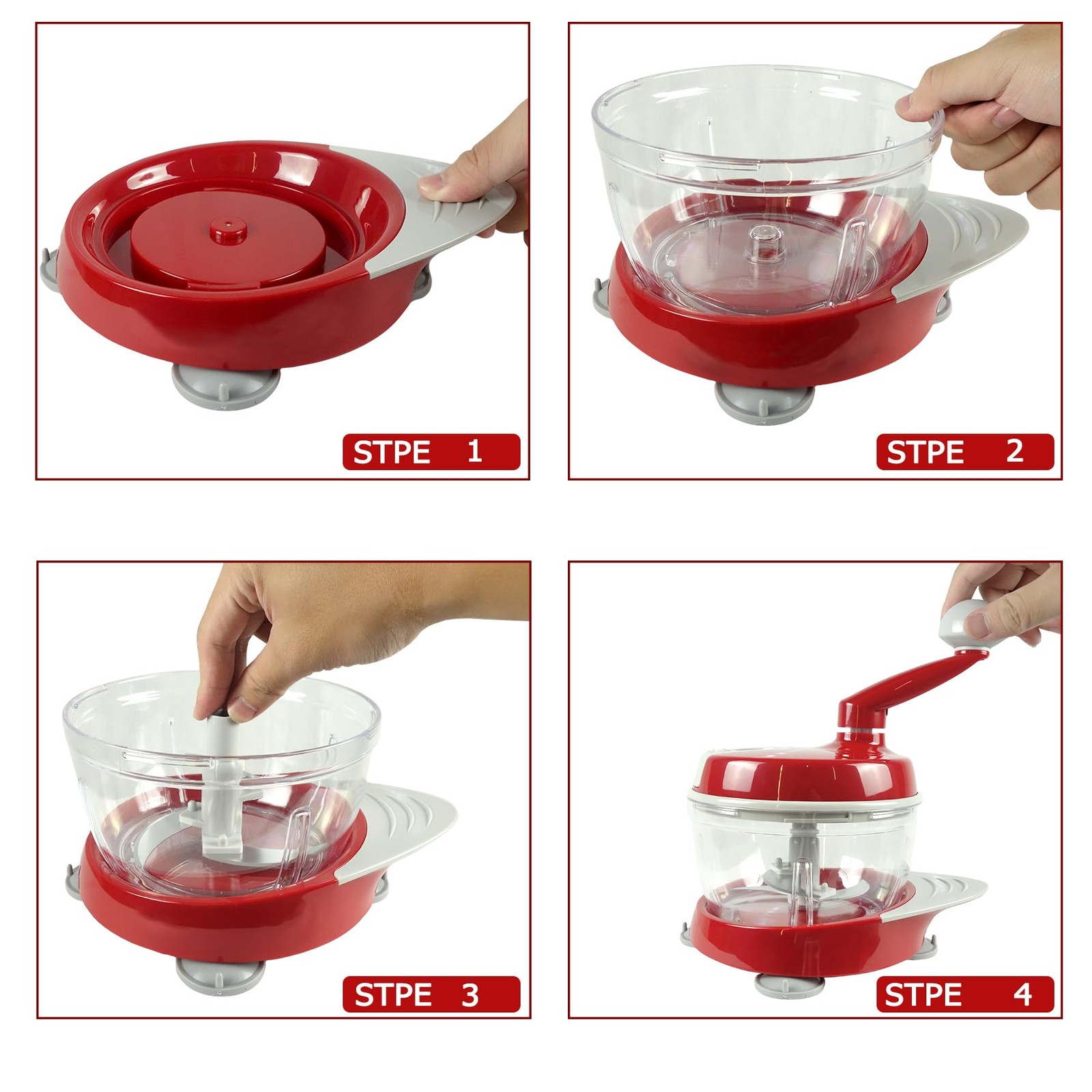 Manual Food Processor,Hand Powered Crank Food Processor Chopper,Food Vegetabl…