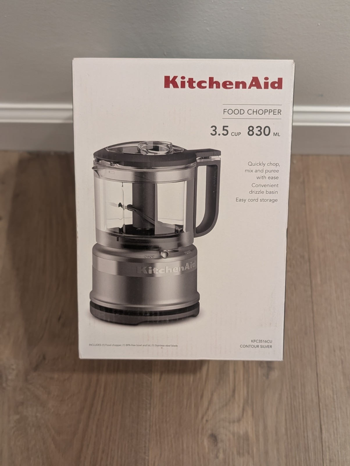 KitchenAid KFC3516 3.5 Cup Food Chopper Kitchen Aid Silver Gray Black NIB